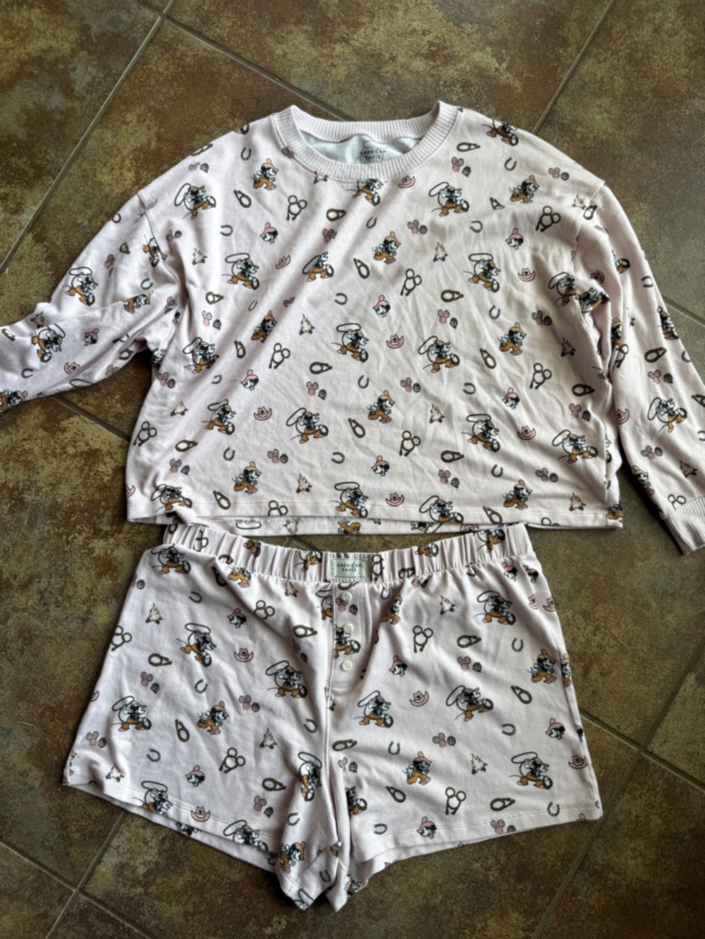 American Eagle Mickey Cowboy pajamas XL